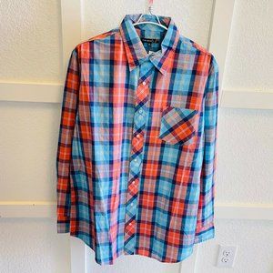 Tin Haul Mens Multicolor Collared Plaid Long Sleeves Button Front Shirt XL